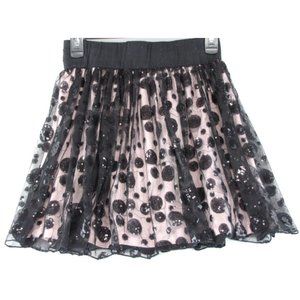 D-SIGNED Polka Dot Sheer Black Pink Short Mini Skirt